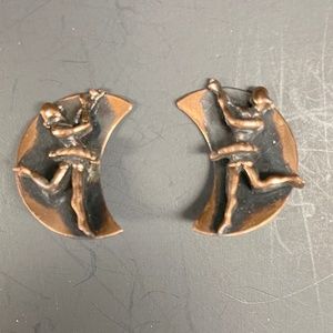Beau Jewels Vintage 1950’s Copper Ballerina Clip On Earrings